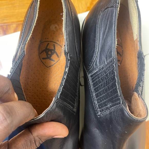 Ariat | Black Western Leather Square Toe Ankle Booties Size 9.5 - Picture 7 of 8